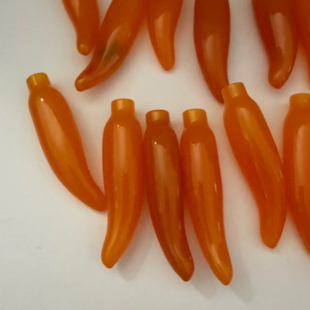Vintage Orange Plastic Chili Pepper Light Covers Charms Lot of 16 Replacement